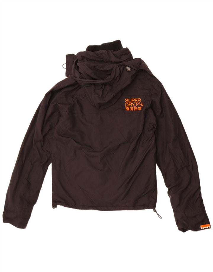 Superdry Mens Hooded Windbreaker Jacket UK 36 Small Black Nylon