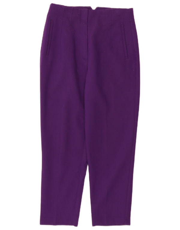 Zara Damen Tapered Cropped-Hose, Größe L, W30, L26, Lila, Polyester