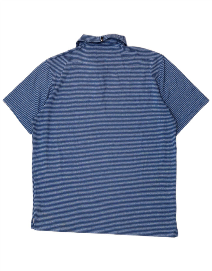 Puma Mens Polo Shirt XL Blue Striped Polyester