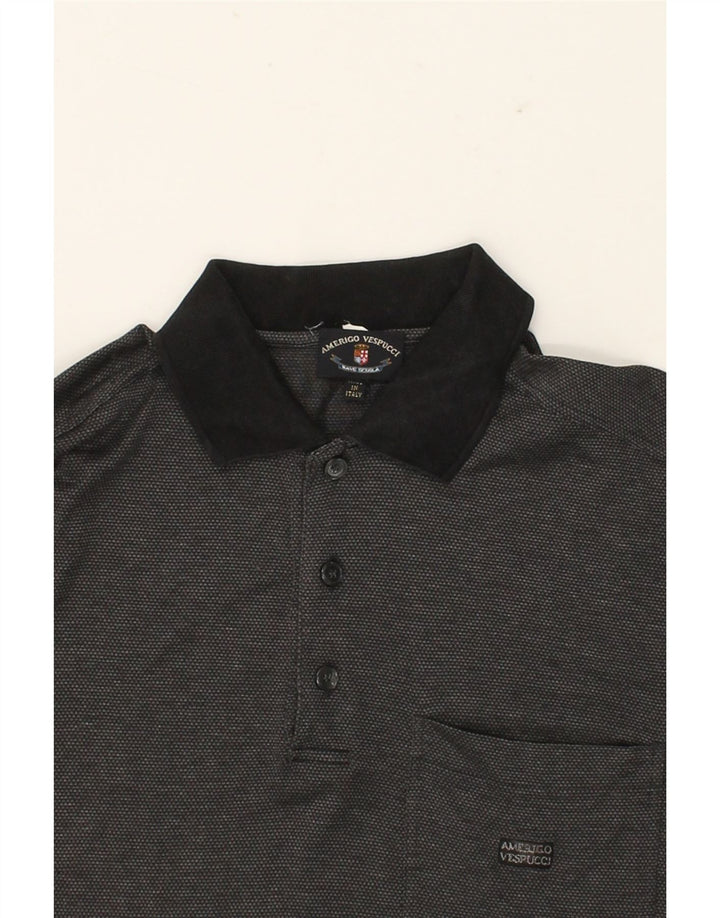 AMERIGO VESPUCCI Mens Polo Shirt Medium Grey Cotton Vintage Amerigo Vespucci and Second-Hand Amerigo Vespucci from Messina Hembry 