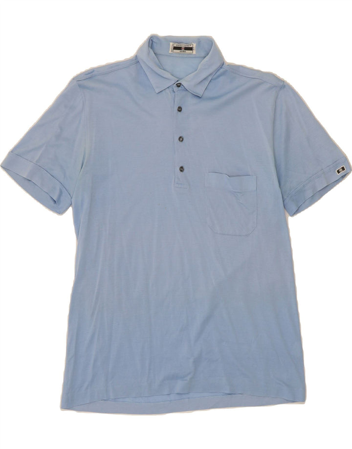 VINTAGE Mens Polo Shirt Medium Blue Cotton Vintage Vintage and Second-Hand Vintage from Messina Hembry 