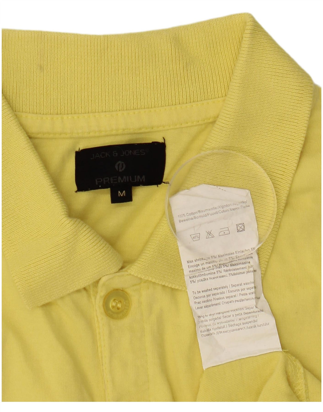 Jack & Jones Mens Polo Shirt Medium Yellow Cotton
