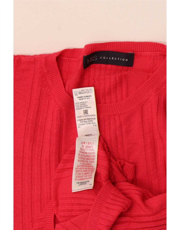 Marks & Spencer Womens Crop Crew Neck Jumper Sweater UK 14 Medium Pink