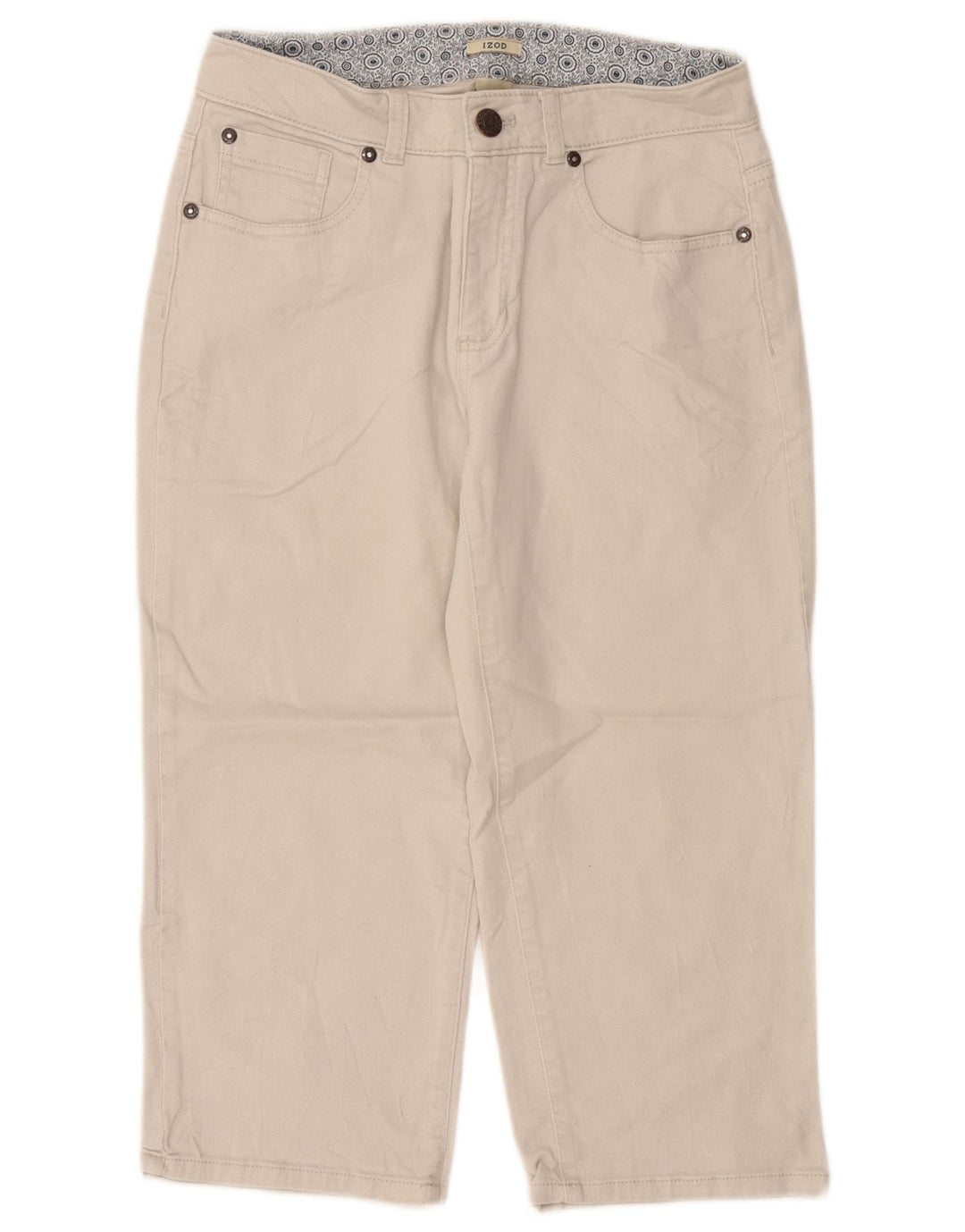 Izod Womens Capri Trousers US 6 Medium W30 L20 Off White Cotton
