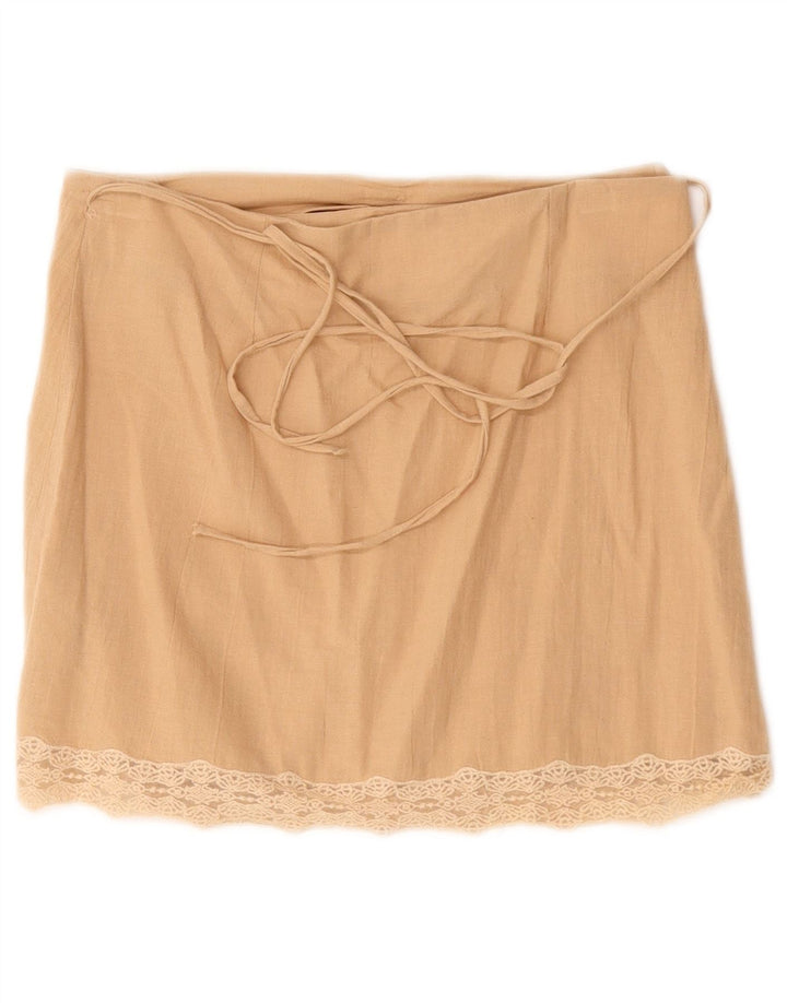 Женская юбка с запахом Zara Medium W30, бежевый хлопок
