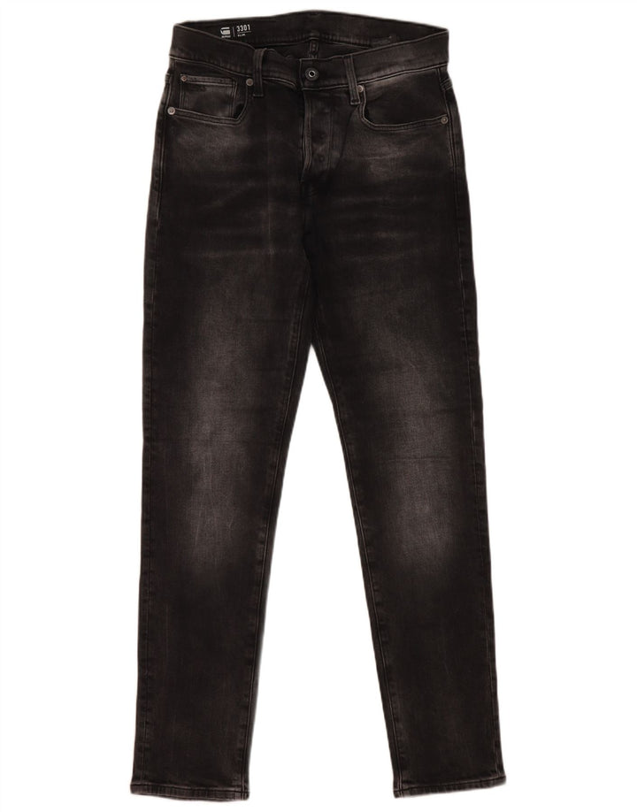 G-Star Womens 3301 Slim Jeans W28 L32 Black Cotton