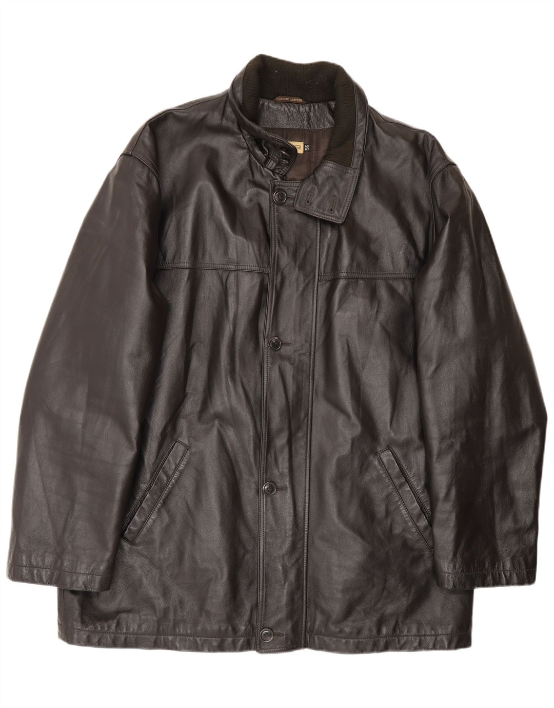 Vintage Mens Leather Coat IT 58 3XL Black