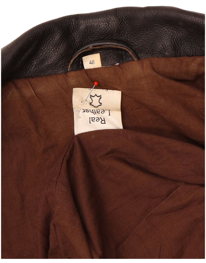 Vintage læderjakke til mænd IT 48 Medium brunt læder