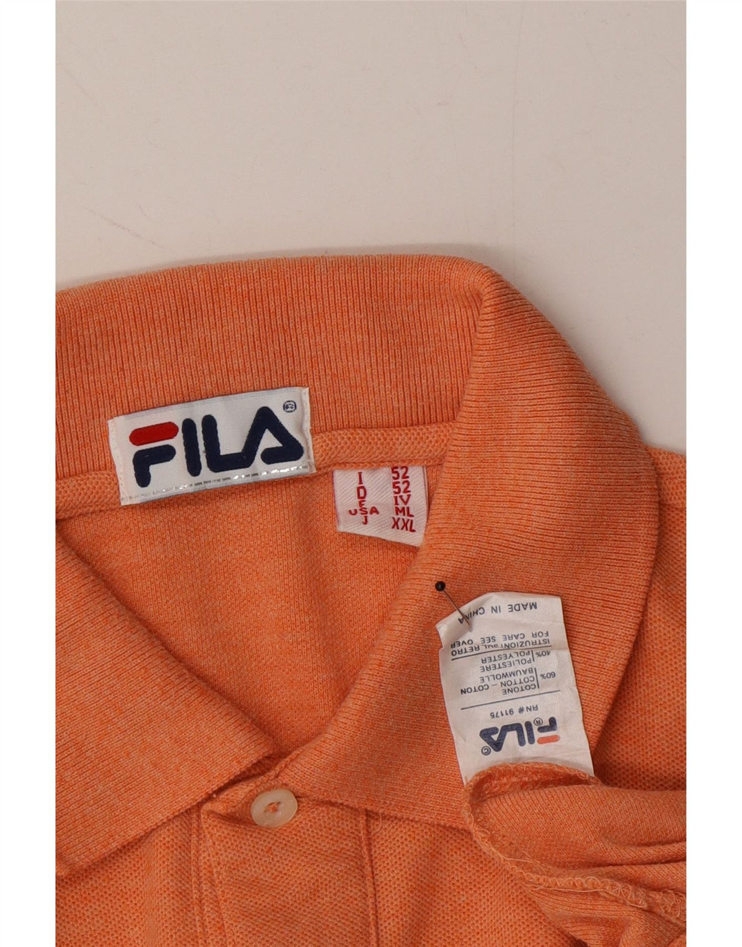 FILA Mens Polo Shirt IT 52 Large Orange Cotton Vintage Fila and Second-Hand Fila from Messina Hembry 