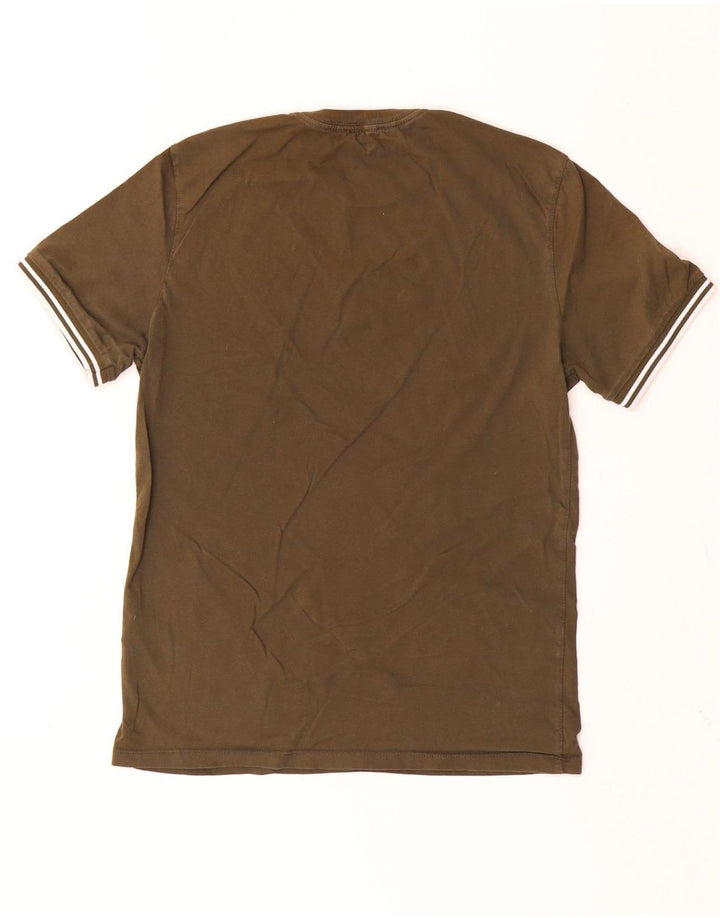 REISS Mens T-Shirt Top Small Khaki Cotton
