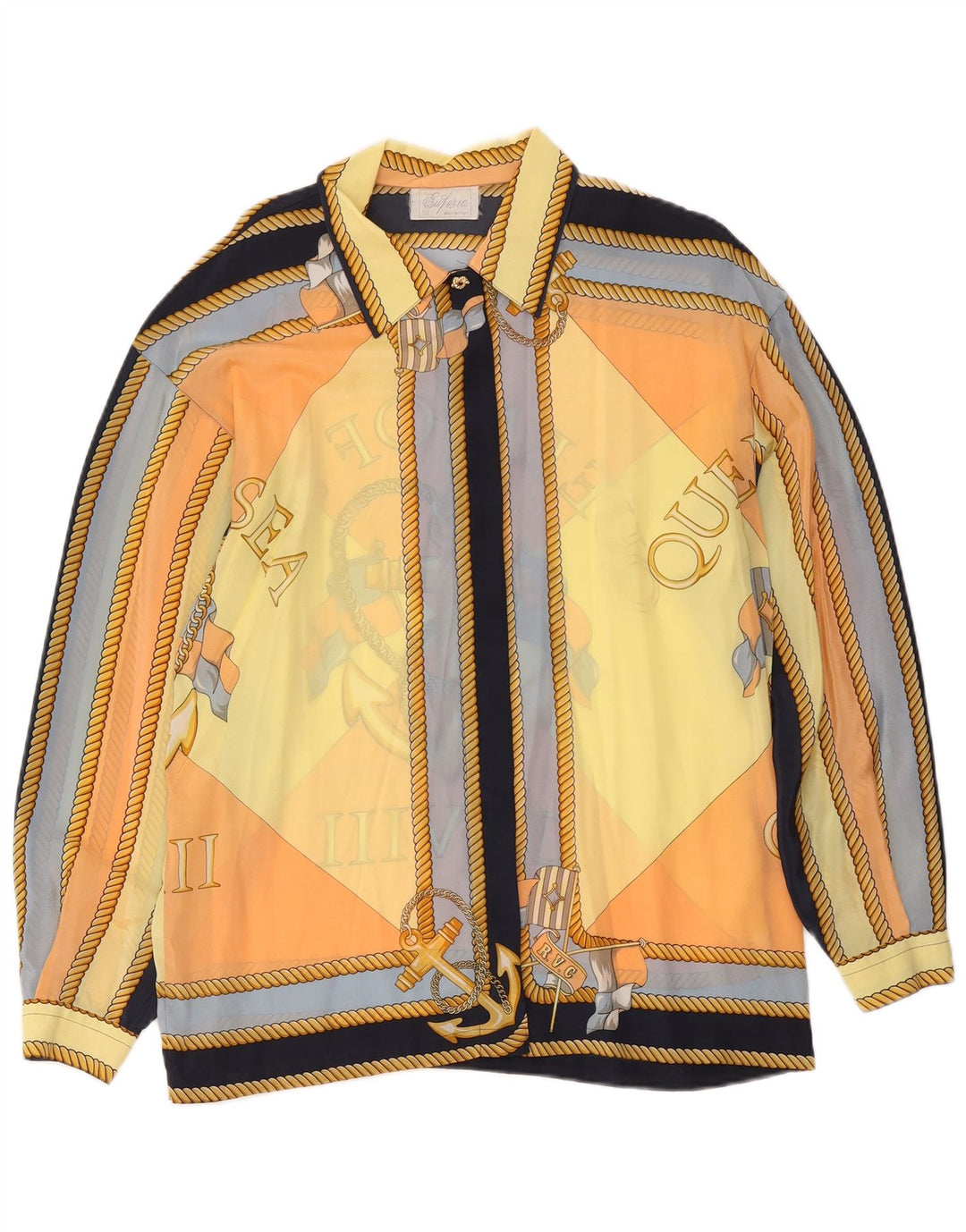 Vintage Womens See Through Shirt IT 50 XL Multicolore Nautique