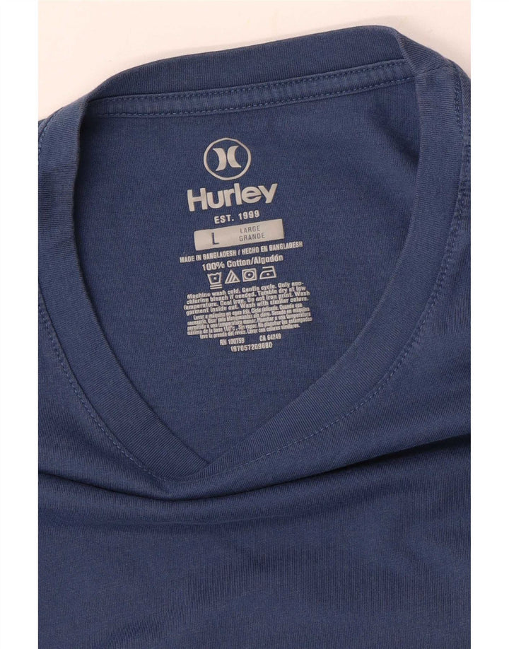 Hurley Mens Graphic T-Shirt Top Large Blue Cotton
