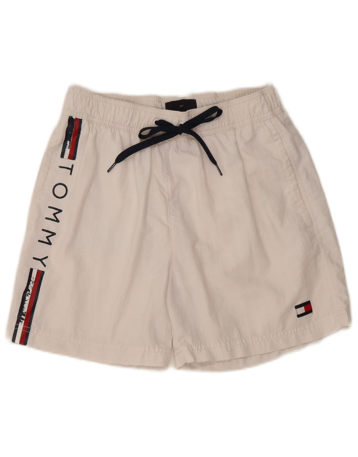 Tommy Hilfiger Womens Graphic Swimming Shorts UK 12 Medium White