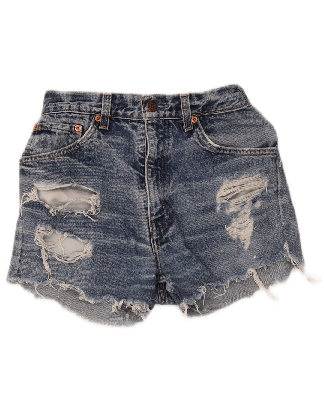 Pantaloncini di jeans invecchiati Levi's da donna W24 XS Blu