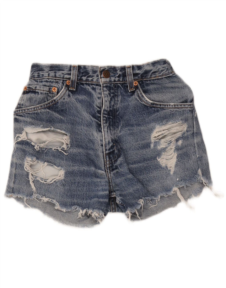 Pantaloncini di jeans invecchiati Levi's da donna W24 XS Blu