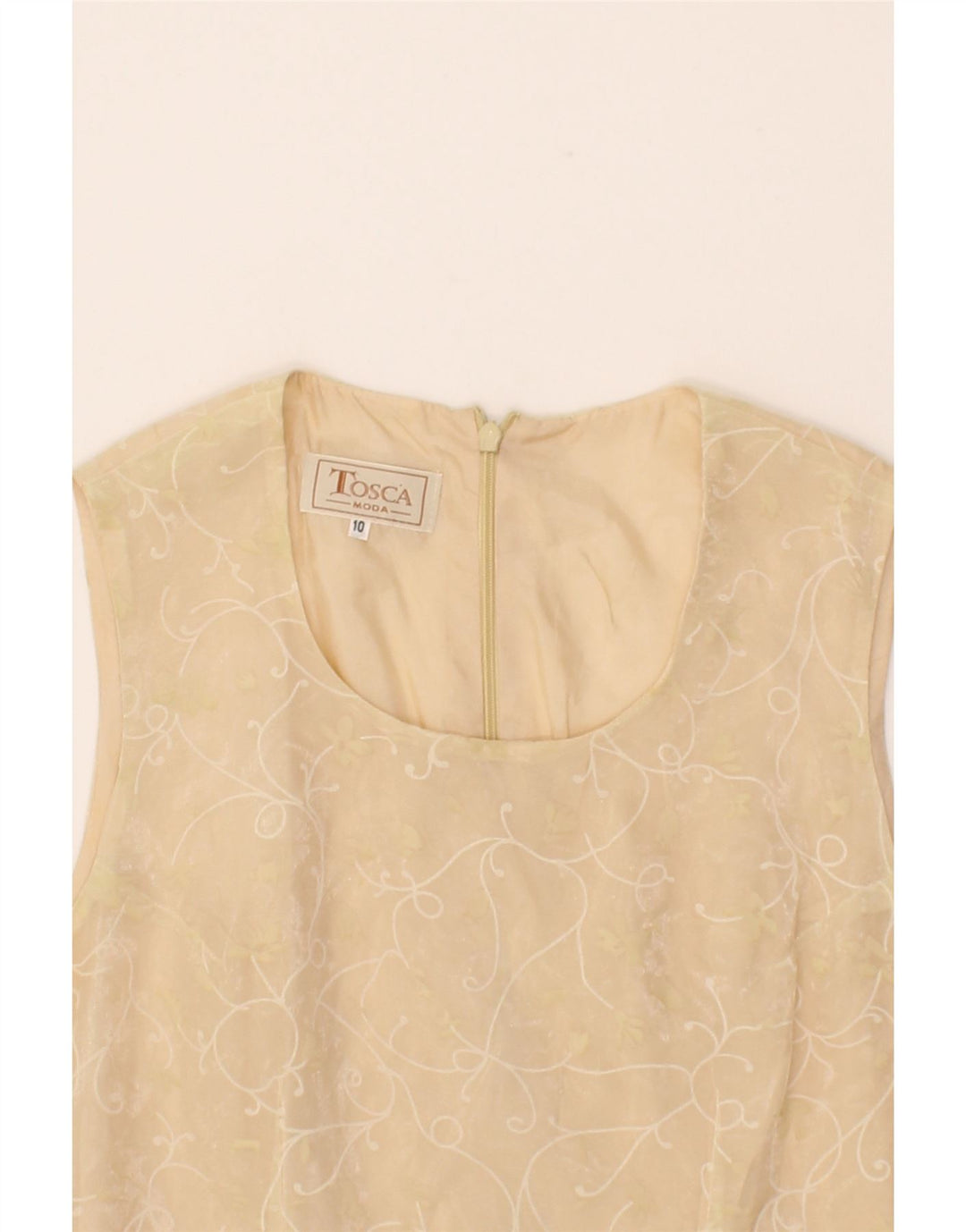 VINTAGE Womens Abstract Pattern Sleeveless Maxi Dress UK 10 Small  Beige Vintage Vintage and Second-Hand Vintage from Messina Hembry 