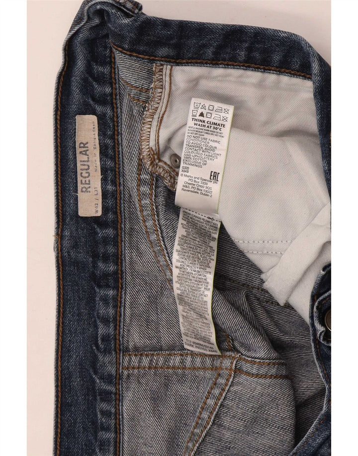 Marks & Spencer Herren Regular Straight Jeans W42 L31 Blaue Baumwolle