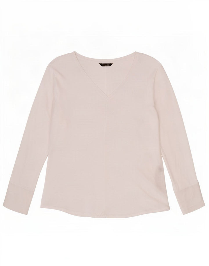 Massimo Dutti Womens See Through Top Long Sleeve UK 12 Medium White Lyocell