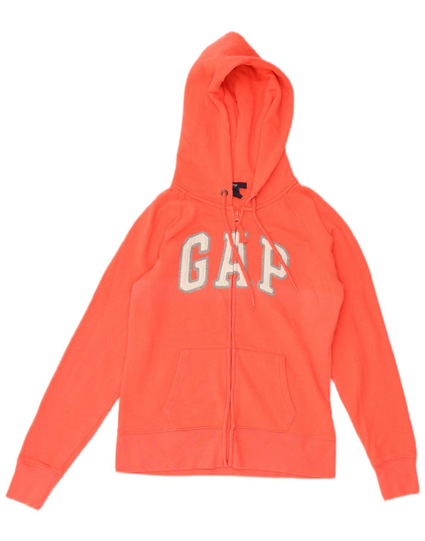 Gap Womens Graphic Zip Hoodie Sweater UK 10 Small Orange Cotton