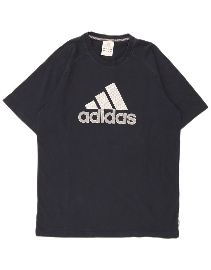 Adidas Mens Graphic T-Shirt Top Medium Navy Blue Cotton