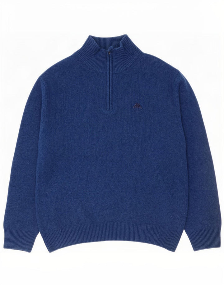 Kappa Mens Zip Neck Jumper Sweater Large Navy Blue Wool