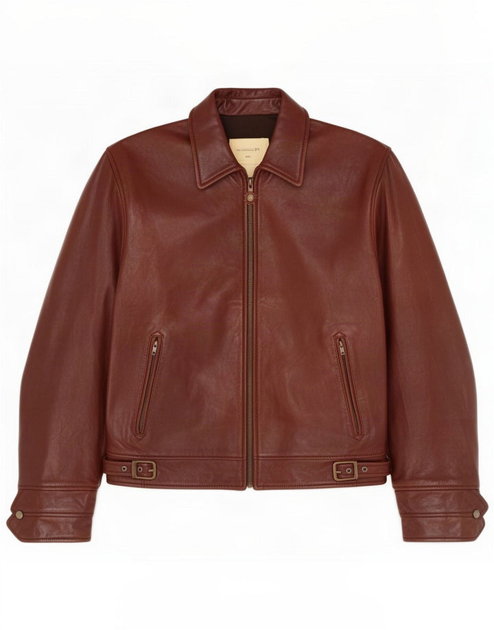 Giacca in pelle da uomo vintage IT 54 2XL Marrone