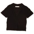 Zara Womens Crop Blouse Top UK 10 Small Black Viscose