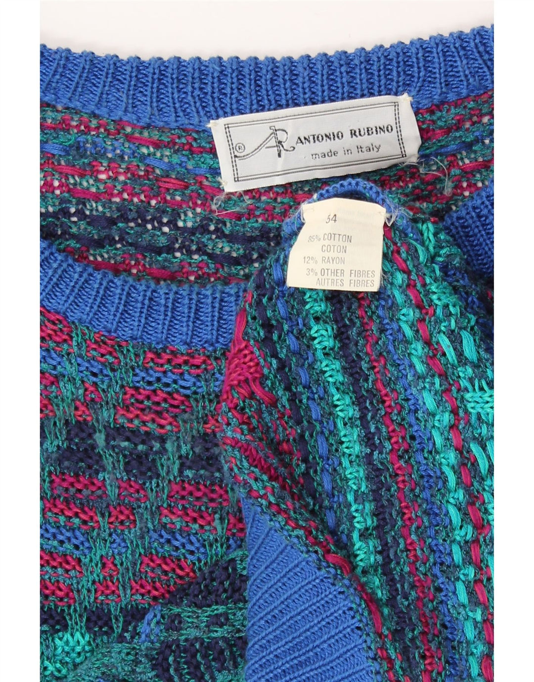 Maglione da uomo con scollo a barchetta Rantonio Rubino IT 54 XL multicolore