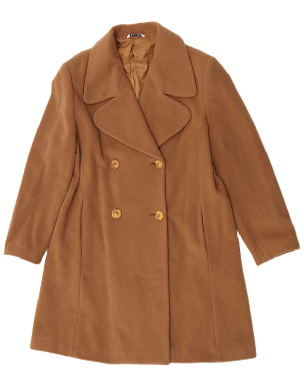 Vintage Womens Double Breasted Coat UK 12 Medium Brown Wool