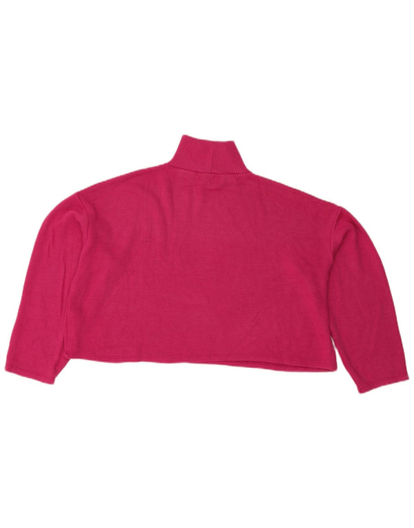 Zara Womens Crop Oversized Top Langærmet UK 12 Medium Pink Polyester