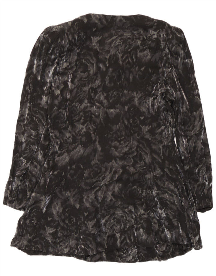 Michele Boyard Womens Longline Shirt Blouse EU 40 Medium Black Floral