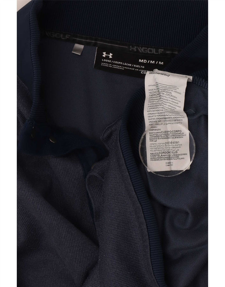 Under Armour Mens Cold Gear Button Neck Sweatshirt Jumper Medium Navy Blue