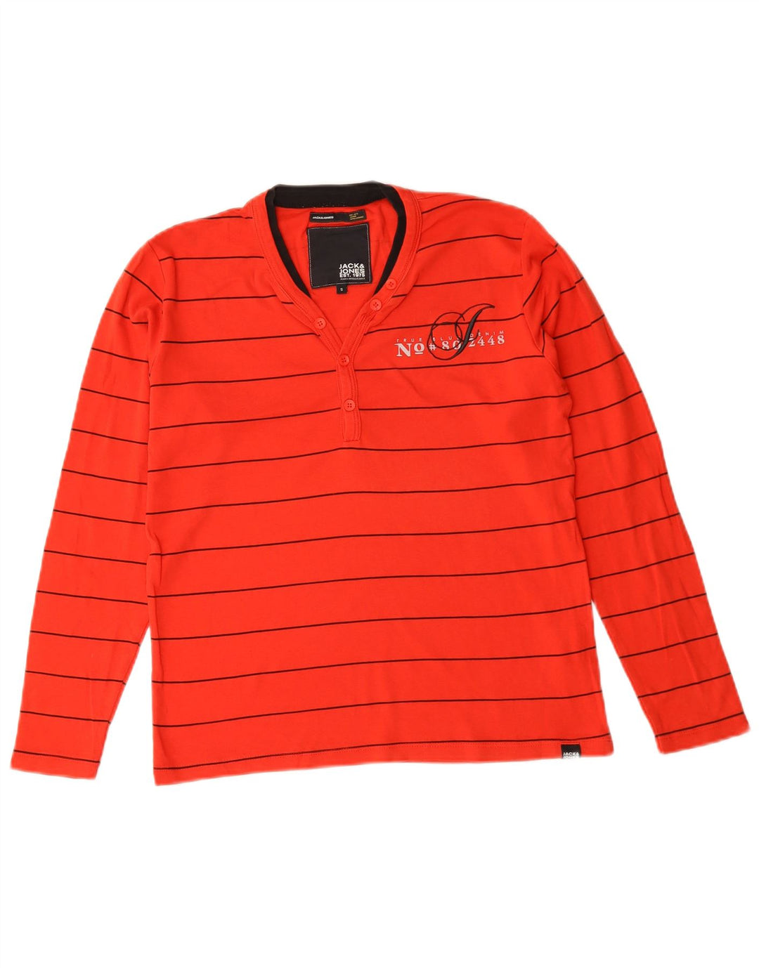 Мужской топ Jack & Jones из хлопка с длинным рукавом в маленькую красную полоску