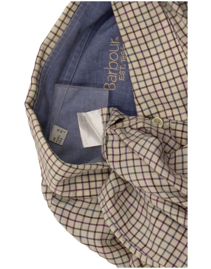 Barbour Mens Shirt XL Off White Check Cotton