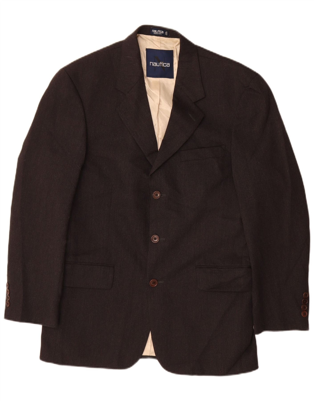 NAUTICA Giacca blazer a 3 bottoni da uomo UK 38 Lana grigio medio