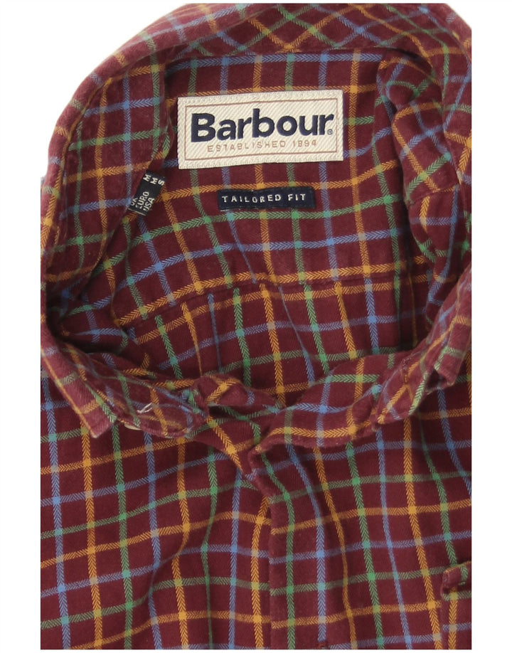 Barbour Herre Skræddersyet Fit Flanellskjorte Medium Burgund Ternet