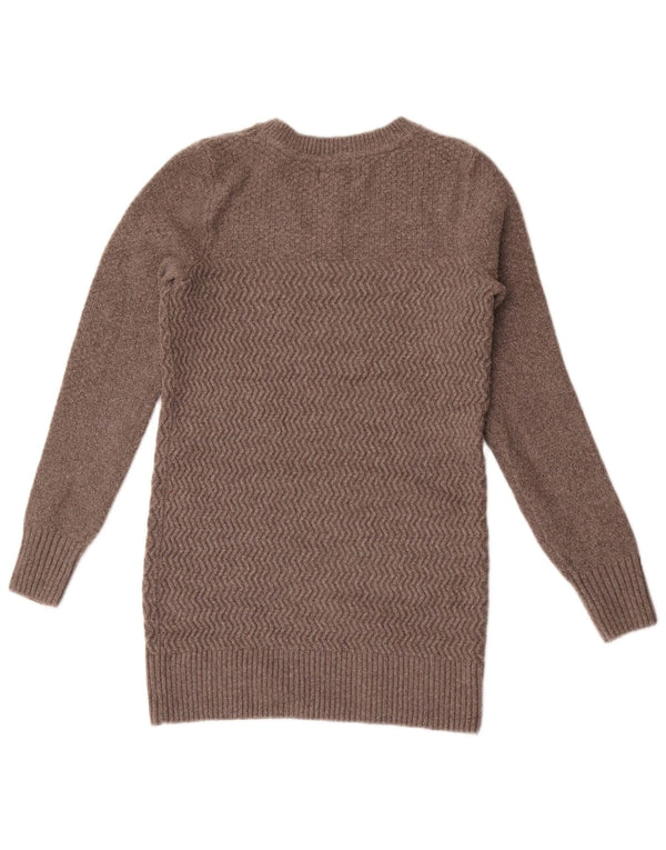 Fat Face Womens Longline Boat Neck Jumper Sweater UK 6 XS Grey Polyester