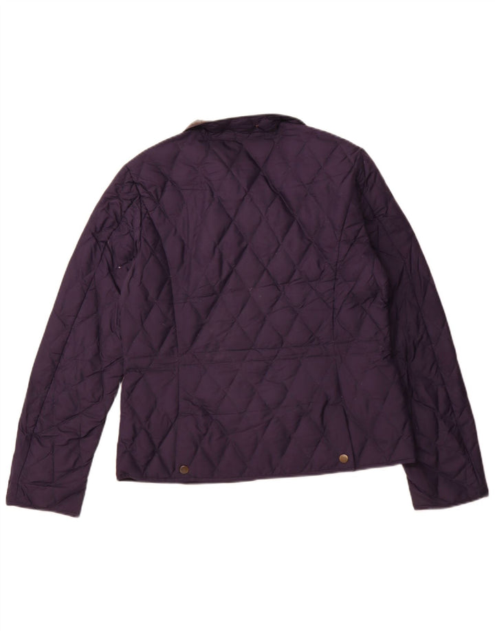 EDDIE BAUER Womens Quilted Padded Jacket UK 14 Medium Navy Blue Polyester