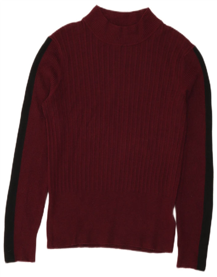 Marks & Spencer Womens Turtle Neck Jumper Sweater UK 12 Medium Burgundy