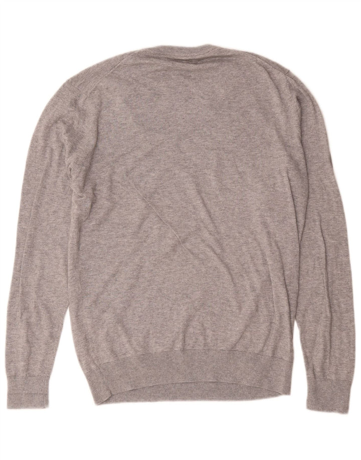 Zara Mens V-Neck Jumper Sweater Large Grey Flecked Cotton