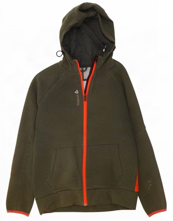 Reebok Mens Zip Hoodie Sweater Medium Green Cotton