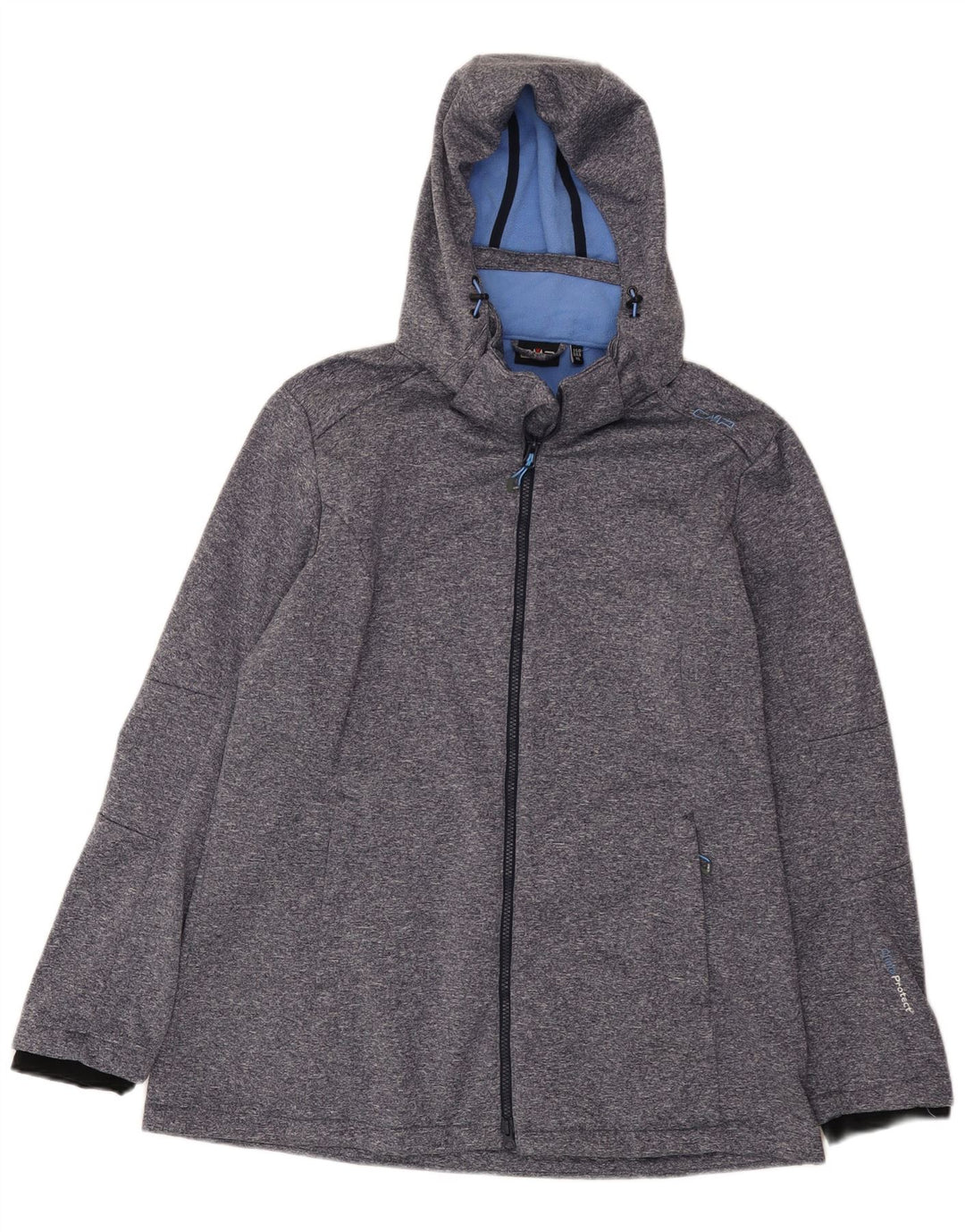 CMP Womens Hooded Windbreaker Jacket UK 18 XL Blue Flecked Polyester