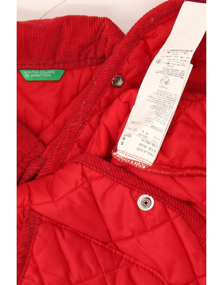 BENETTON Boys Quilted Jacket 5-6 Years Red Polyamide