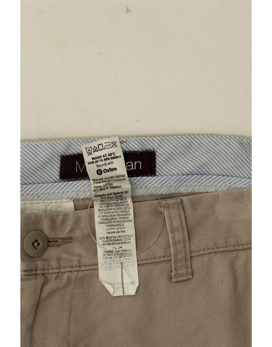 Marks & Spencer Mens Chino Shorts W34 Large  Beige Cotton