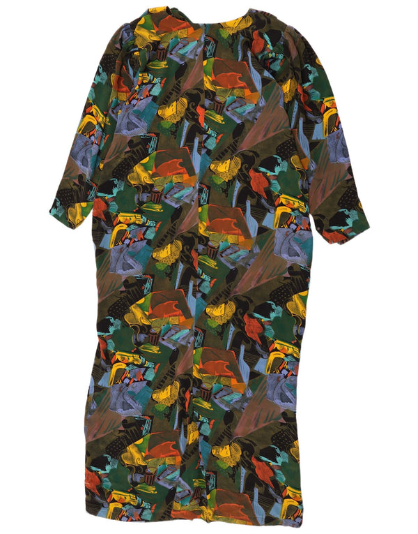 vintage Womens Abstract Pattern Maxi Dress UK 16 Grand Multicolore