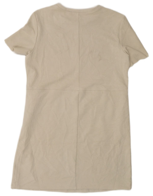 Zara Womens Shift Dress UK 14 Medium Beige Polyester