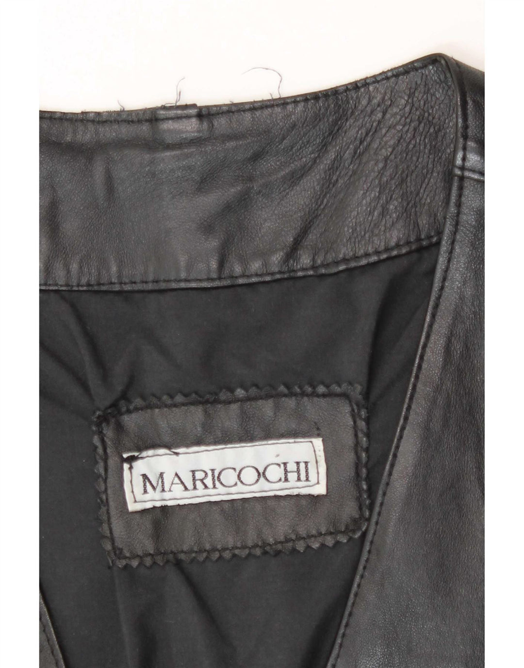 Chaleco de cuero vintage para hombre grande negro