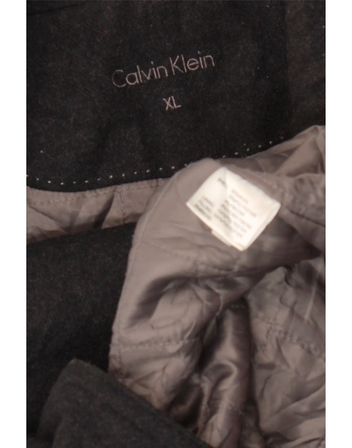 Calvin Klein Herre Pea Coat UK 42 XL Sort Uld