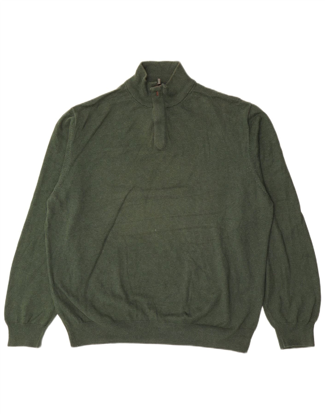 Massimo Dutti Mens Zip Neck Jumper Sweater  2XL Green Cotton