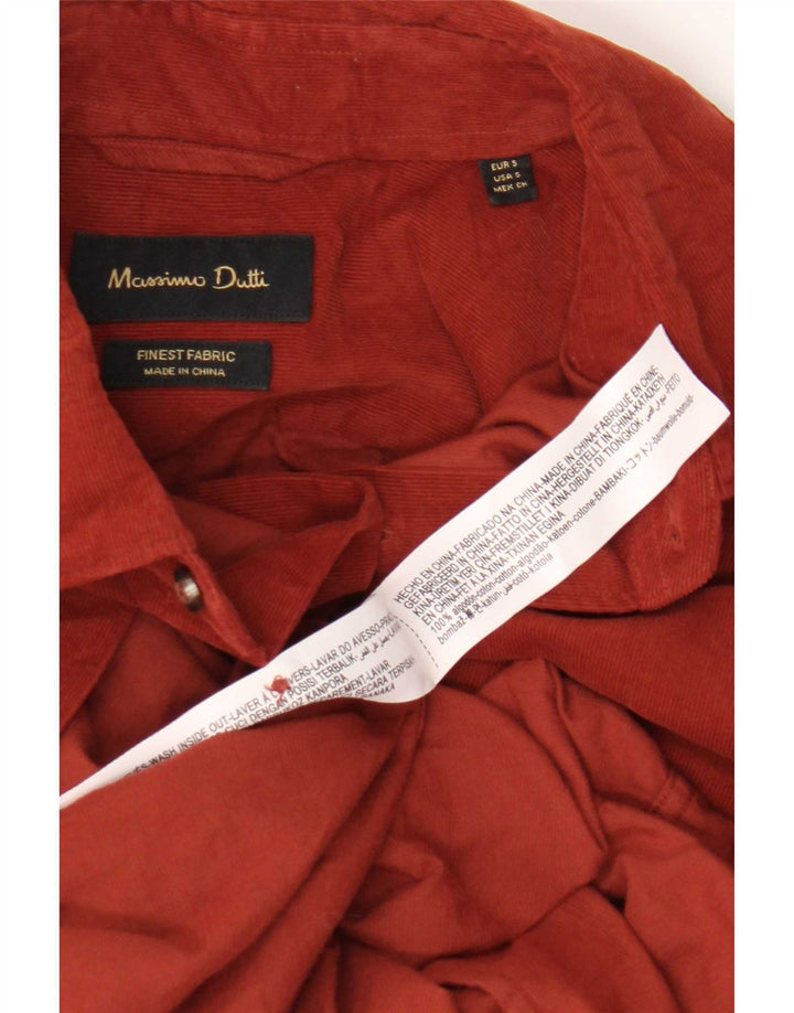 Massimo Dutti Herren-Cordhemd, klein, rote Baumwolle